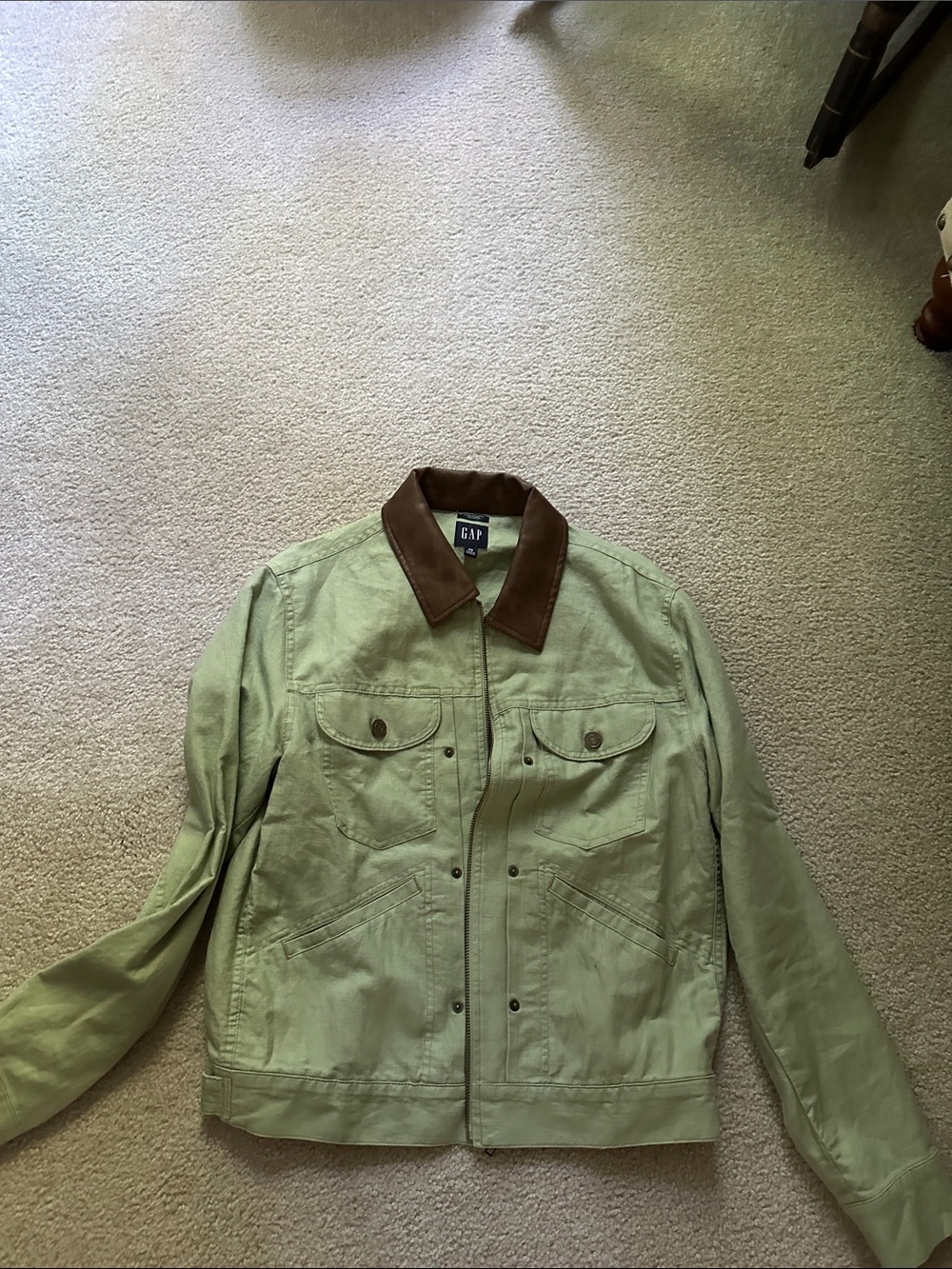 GAP Olive Green Field Jacket with Brown Collar